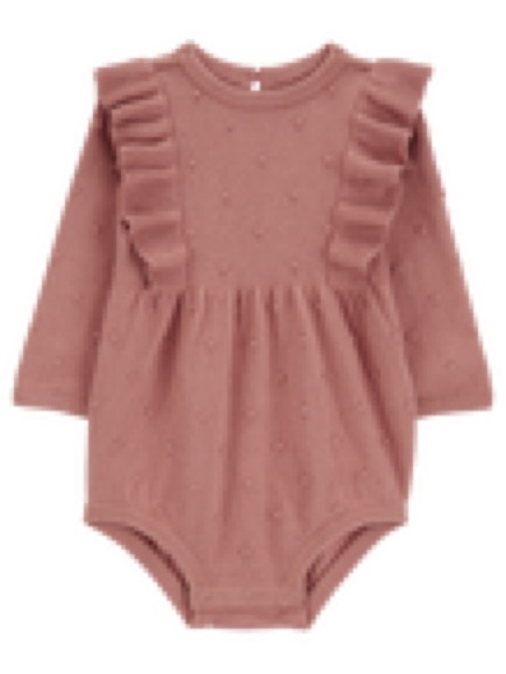Carters Girls' Long-Sleeve Ruffle One-Piece Bodysuit - Dusty Rose